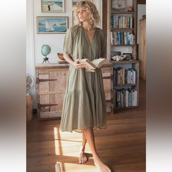 NWT Spell And The Gypsy Honey Smock Dress in Olive Sz. Small, Sundown Drop 2021 - Picture 1 of 5